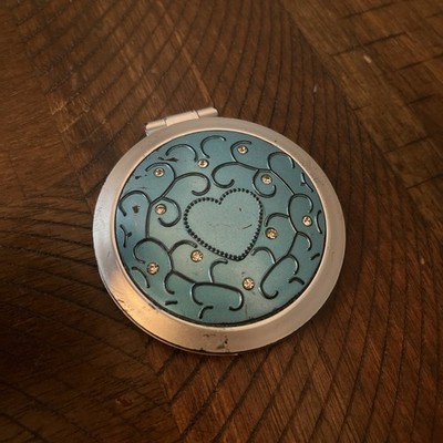 Elegant Blue Gem Compact Double Sided Mirror