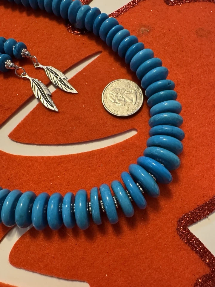 A Touch OF THE SOUTHWEST Blue Turquoise Necklace With Matching Earrings - Image 2 of 4