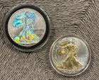 Two (2) Silver Eagle Holograms| 1oz Fine Silver Coins | 2003 is a DOUBLE HOLO