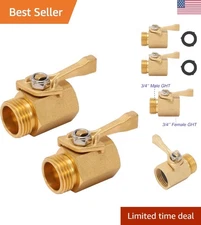 Ergonomic Brass Shut Off Valve 2-Pack for 3/4 Inch Garden Hoses - Durable Design