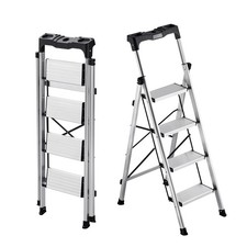 VEVOR Haushaltsleiter 4 Stufen Trittleiter Alu Klappleiter 150kg Stehleiter