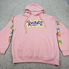 Nickelodeon Rugrats Pink Hoodie Women's Size L Cartoon Characters Graphic 90s