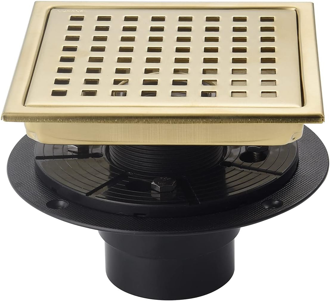 Desague ducha de 15cm oro cepillo acero inoxidable base ajustable rejilla