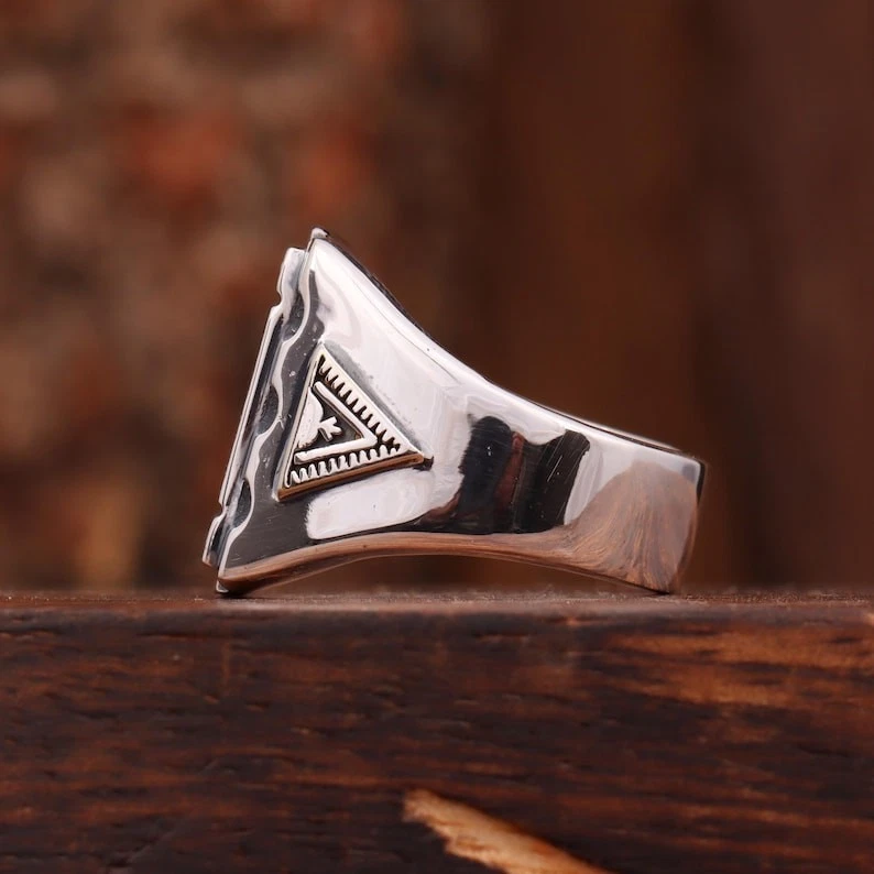 Navajo Style Vintage Men’s Ring 925 Sterling Silver Handmade Old Signet Ring - Image 3 of 4