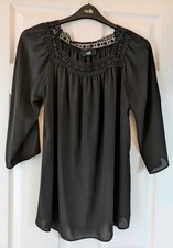 Womens Wallis Black Smart Blouse Top Medium