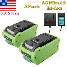40V 6.0Ah Li-ion Battery/Charger For GreenWorks G-MAX 29472 29462 20262 27062
