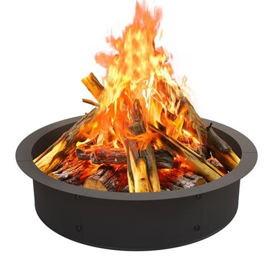 Fire Pit Ring 30 Inch Inner 33 Outer Steel Liner Black WR-NX7254-B1 OUSHENG Wood
