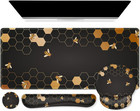 Desk Mat, Gaming Mouse Pad Wrist Support Set,4In1 XXL Large Mousepad + Keyboard 