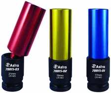 3 Piece Metric Auto Car Tire Rim Deep Impact Socket Tool Set