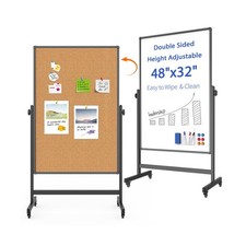 Double-sided Whiteboard And Corkboard On Wheels 48 X 32 Inch Magnetic Dry Er... Double-sided Whiteboard And Corkboard On Wheels 48 X 32 Inch Magnetic Dry Er...