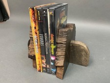 Vintage Handcrafted Live Edge Hard Wood Bookends - Mid-century Rustic Decor