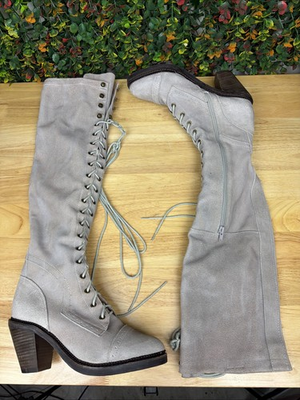 #ad Jeffrey Campbell For Free People Joe 100% Leather Suede Lace Up Boot Gray 8.5 $285.00