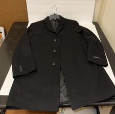 Kenneth Cole New York Men's Coat Wool Blend Black Overcoat L 40  Short Black