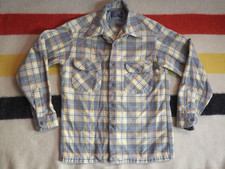 VTG 60s 70s Pendleton Wool Yellow Gray Loop Flap Pocket USA Board Shirt Mens S