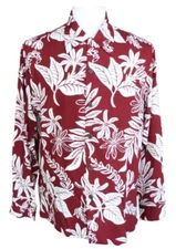 Paradise Found Mens Tiare Kamehameha Style Long Sleeve Shirt