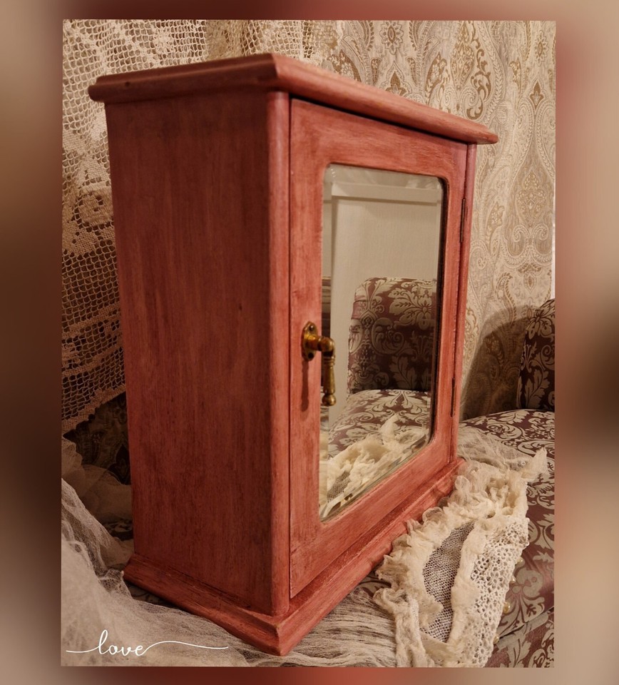 Vintage Raspberry Pink Shabby Chic Rustic Medicine Bathroom
