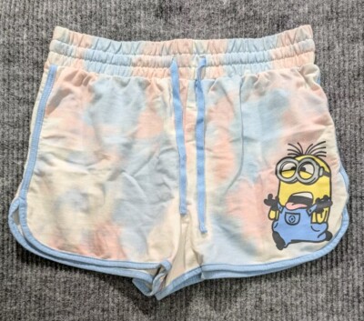 Despicable Me Minions Shorts Women Lg Tie Die Drawstring Sleep Cheer  Bottoms