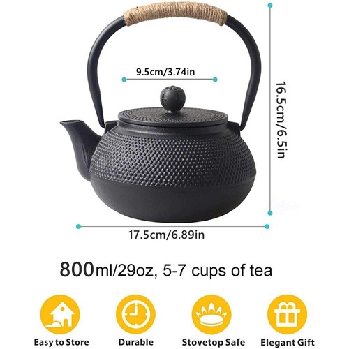 800ml Gusseisen Teekanne Japanische Teekanne Teebereiter Teekessel mit Teesieb - Bild 5 von 12