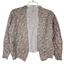 Bartolini Italy Alpaca Mohair Open Front Cardigan Sweater M Floral Gray Orange