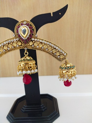 Indian Fashion Jewelry Hair Pin Juda Brooch Bollywood Ethnic Gold Plated Ambada - Picture 3 of 6