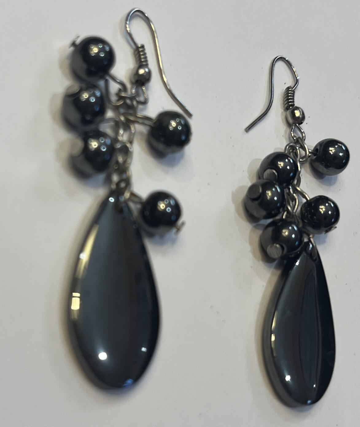 Hematite Shepard Hook Earrings Dangle Drop Pear S… - image 3