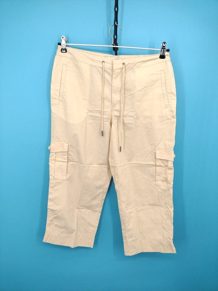 Faded Glory Capris Womens Size 10 Yellow Cargo Pants Cropped Stretch Straight - Image 2 of 4