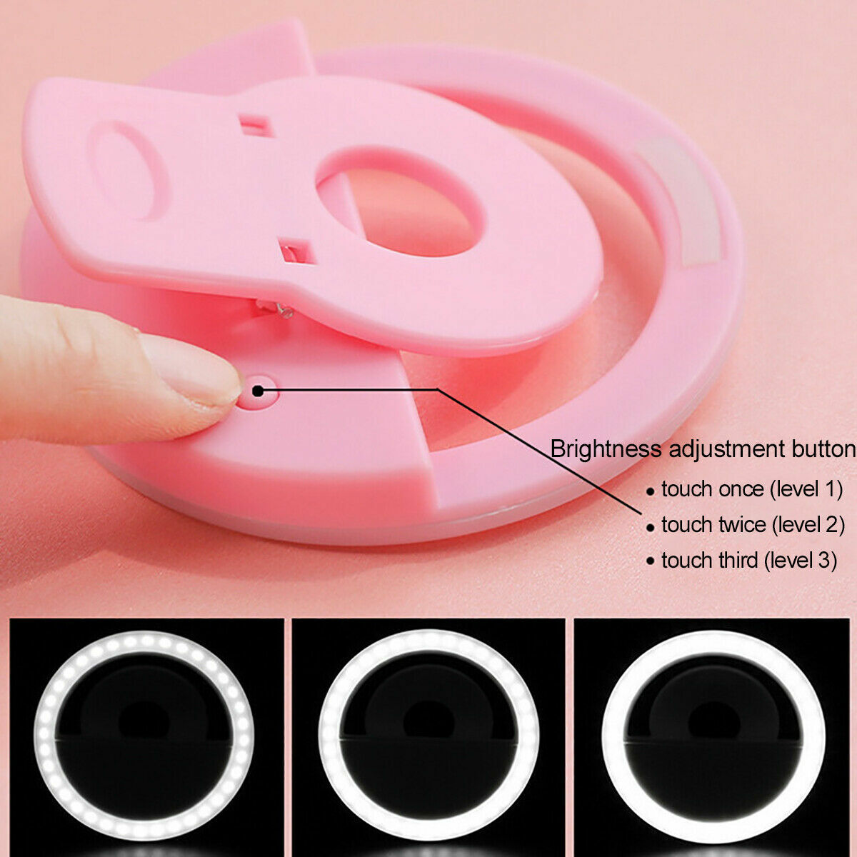 Mini Rechargeable 36 LED Camera Clip Makeup Smart Phone Selfie Ring Light - Picture 5 of 16