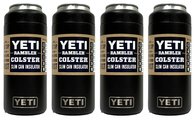 [4-PACK] YETI Rambler Colster 12 oz Slim Can Cooler Insulator - Black AUTHENTIC