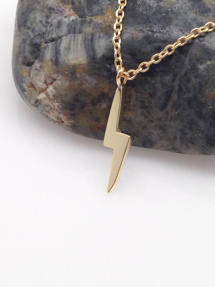 925 Sterling Silver Lightning Bolt Pendant Necklace 16