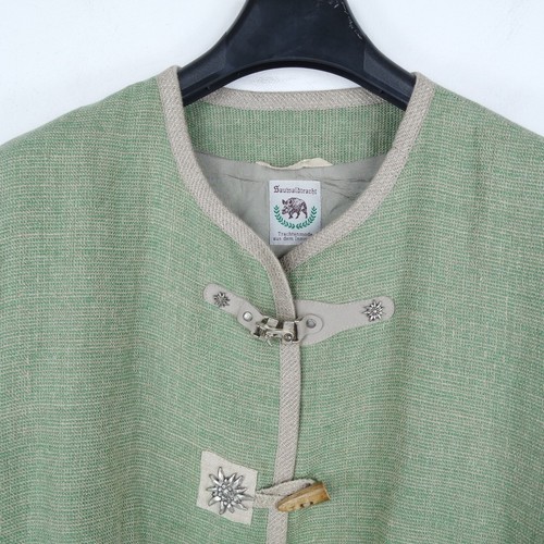 Womens Trachten Blazer XL Size UK 20 EU 46 Tyrol Green 100% Linen Jacket - Picture 5 of 12