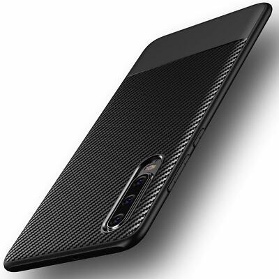 Hülle für Huawei P30 Schutzhülle Silikon Case Schwarz Slim Cover Carbon Optik