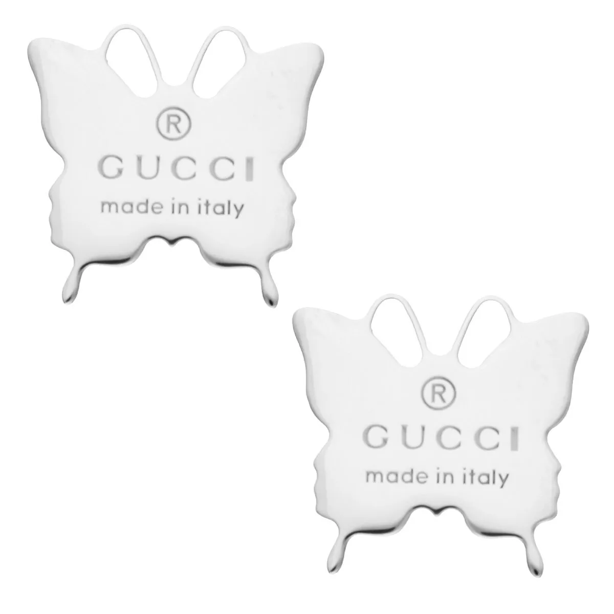 GUCCI Butterfly Motif Logo Stud Earrings Women's Accessories Silver