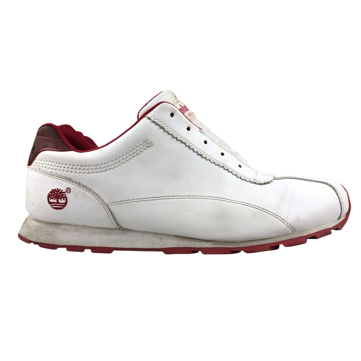 Timberland Women's Size 11M White Red Genuine Leather Low Top Sneakers Shoes