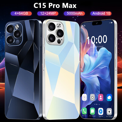 C15 Pro Max Smartphone Android 6.5'' Unlocked 4+64GB 5000mAh 12+24MP Dual SIM