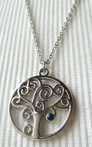 Collier Pendentif Vintage Argenté Avec Cristaux Et 'Diamants' - Modèle 2186 - Occasion Parfait