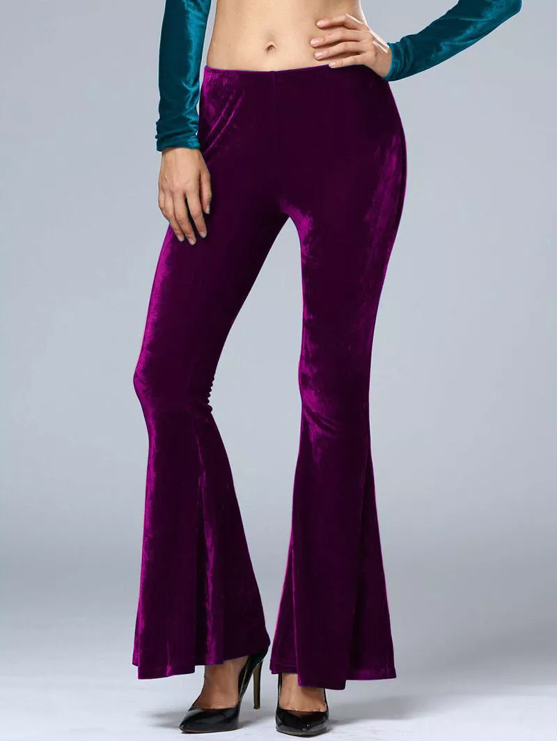 Purple velvet flare pants 2025