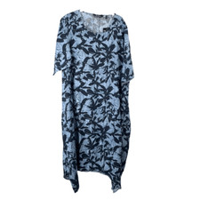 NEW Ulla Popken linen blend floral midi dress Size 20/22 boho lagenlook