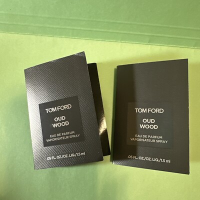 2 Pcs Tom Ford Oud Wood Eau De Parfum EDP Sample Spray Vial 0.05 oz/1.5 ml Each