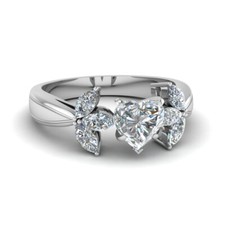 2.04ct White Heart Lab Created Diamond 14K White Gold Engagement Wedding Ring
