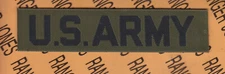 US Army OD Green & Black Nylon Name tape cloth ~4.75" patch NOS