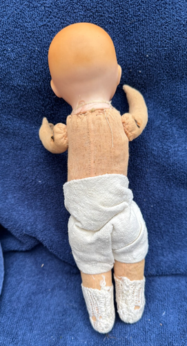 ANTIQUE GERMAN BISQUE HEAD BABY DOLL ON CLOTH BODY - Picture 7 of 8