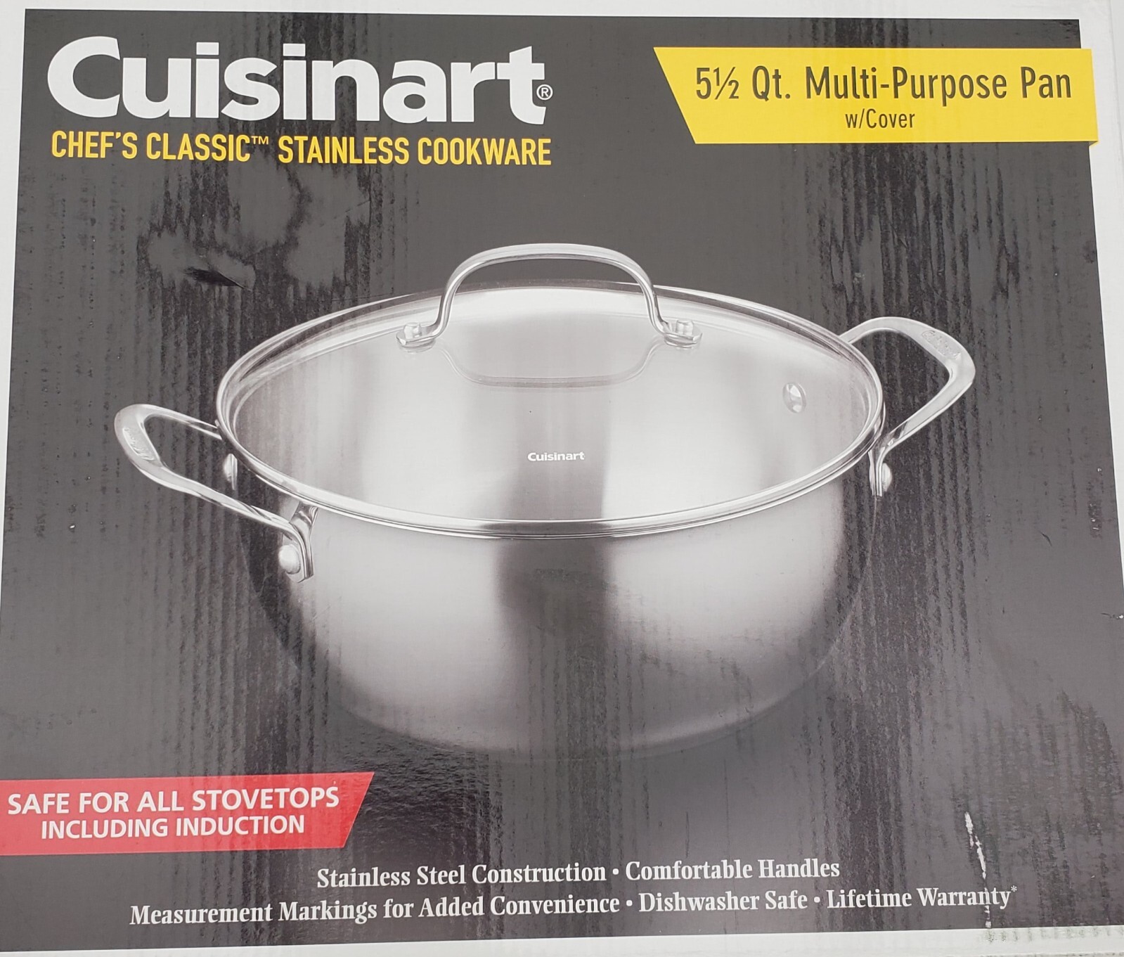 Cacerola Antiadherente Cuisinart Chef's Classic 1.5 Qt - Anodizada Dura, Con Tapa De Vidrio