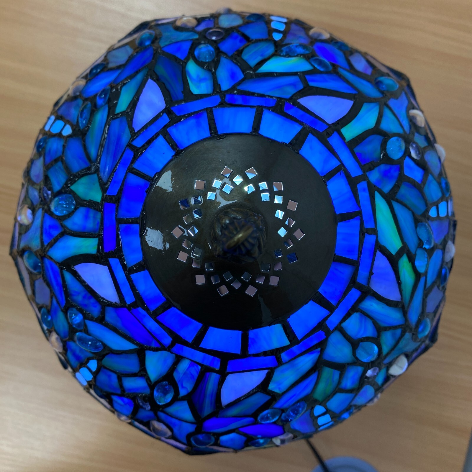 Tiffany Style Table Lamp Stained Glass Handcrafted Art Desk Light