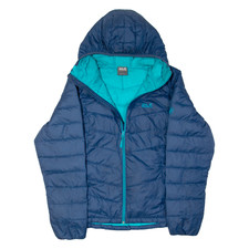 Jack Wolfskin Lightweight Outdoor Womens Puffer Jacket Blue Hooded Uk 18