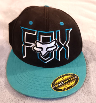 Fox Racing Hat Mens Flexfit fitted Green Black Outdoor Cap 6 7/8 to 7 1/4 nwot