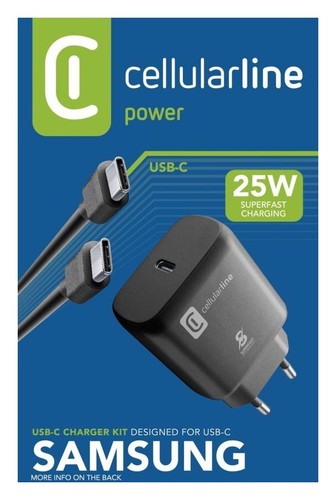 Cellular Line Caricabatterie USB Type-C SUPER FAST CHARGER KIT 25W Power - Foto 2 di 3