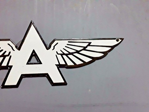Flying A Gasoline Motor Oil Gas Pump Plate Gas Station Porcelain Metal Sign - Picture 3 of 5