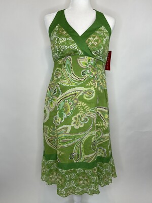 Signature By Sangria Womens Dress New With Tag Halter Green Paisley 4 | eBay