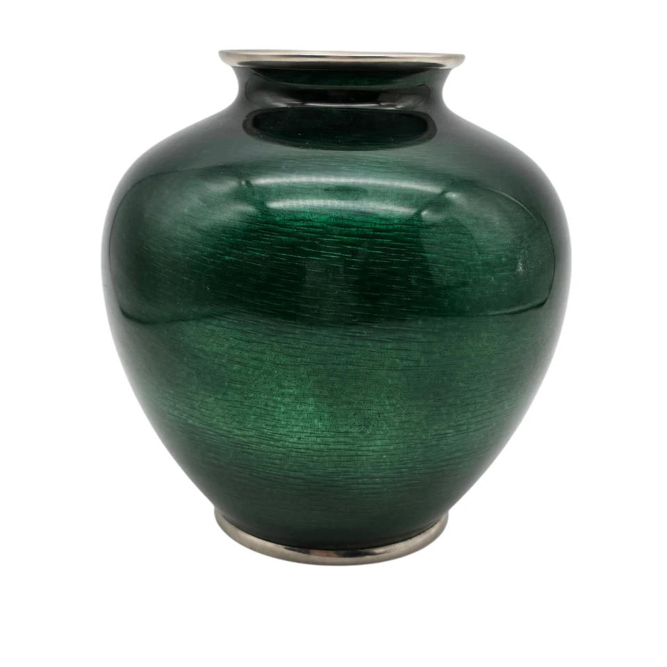 Ando Cloisonne 花瓶希腊珐琅白色玫瑰图案 6.5 英寸高日本锅 — 第 3/4 张图片