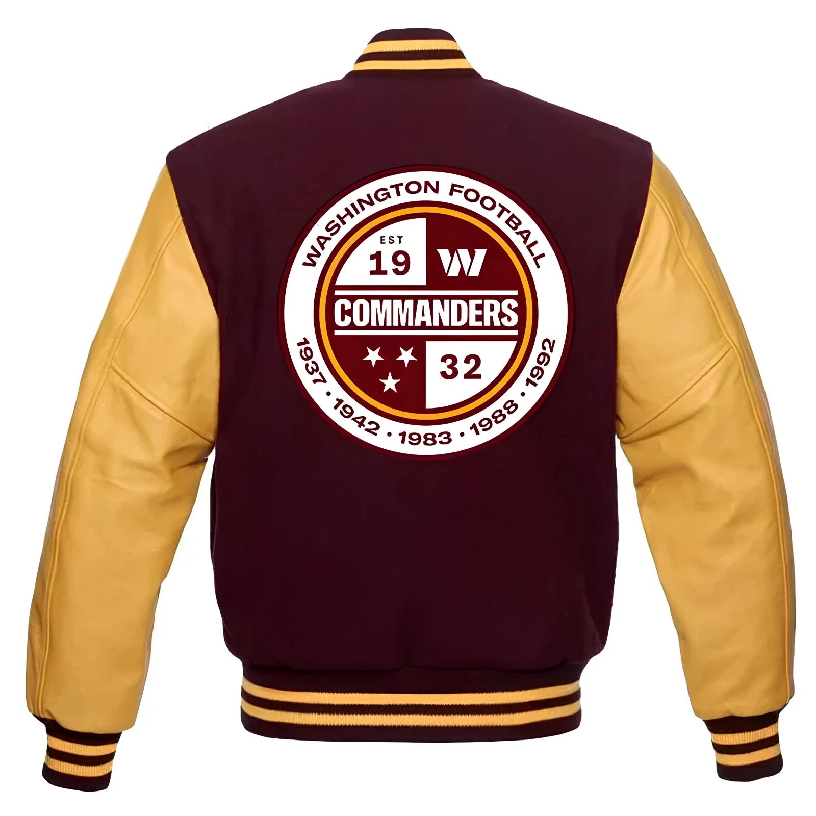 Washington Commanders Maroon Body Golden Varsity Jacket